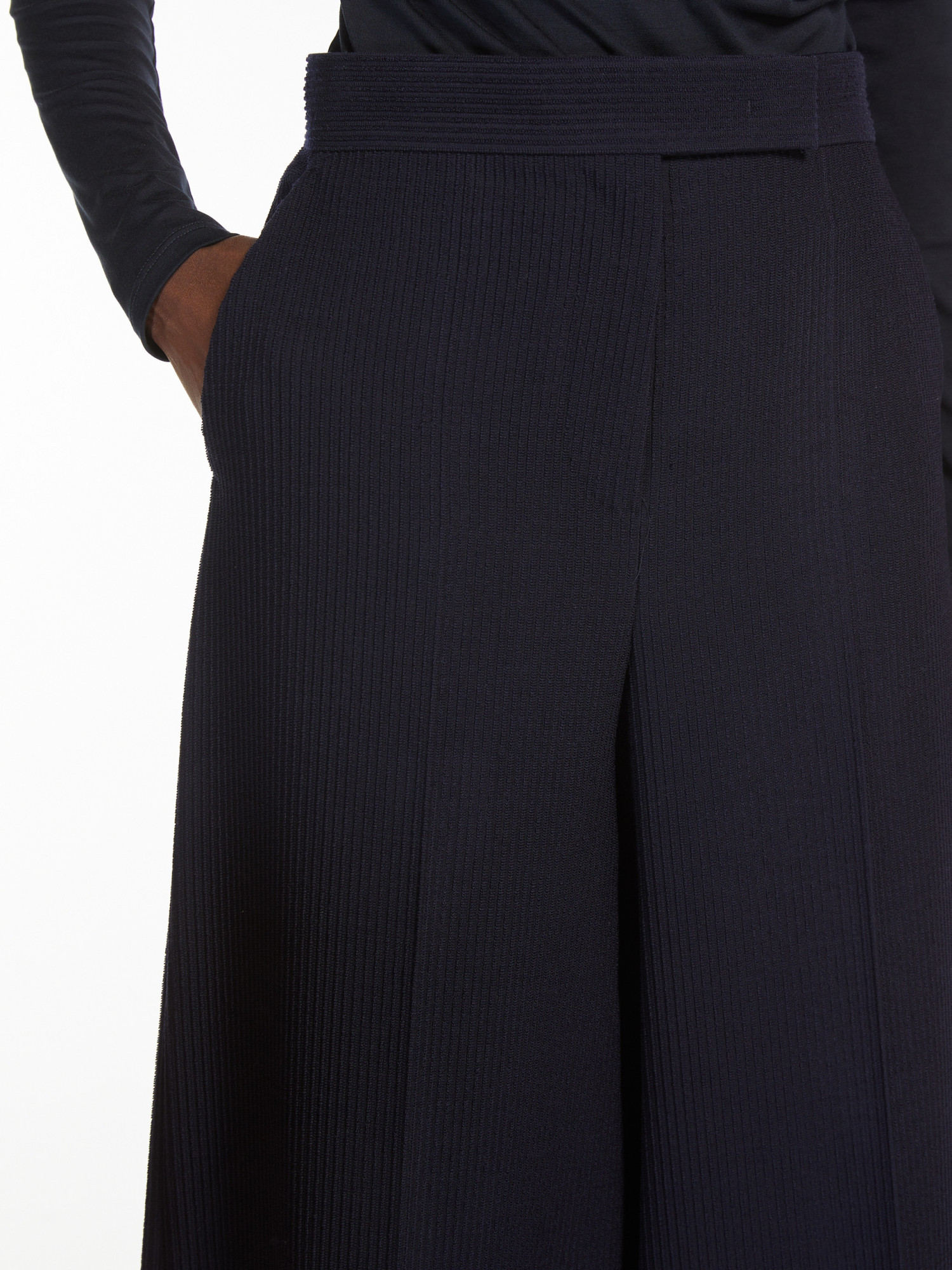 Max Mara Stretch Wool Pants In Black