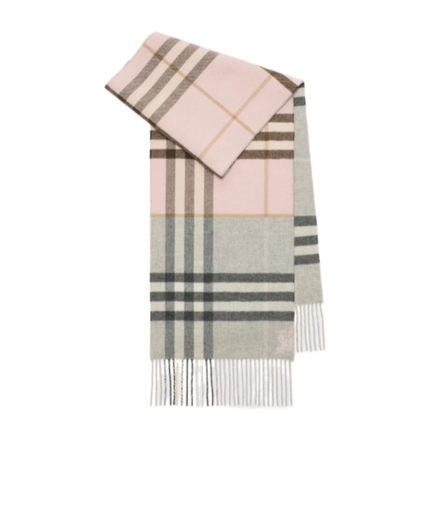 Burberry Contrast Check Cashmere Scarf In Pink