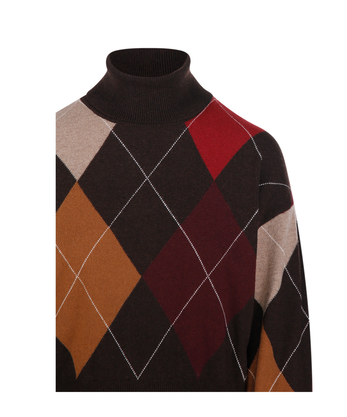 Nude Diamond-pattern Turtleneck Sweater In Brown