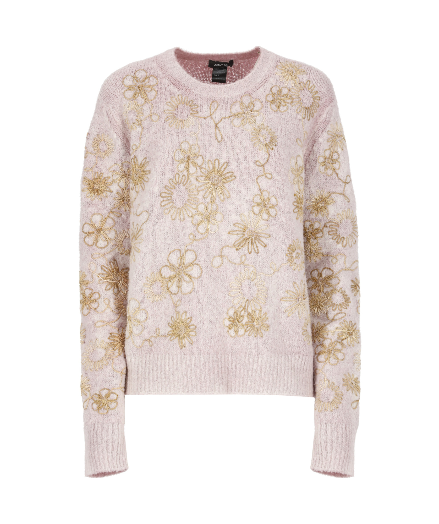 Avant Toi Embossed Floral Pattern Cotton Sweater In Pink