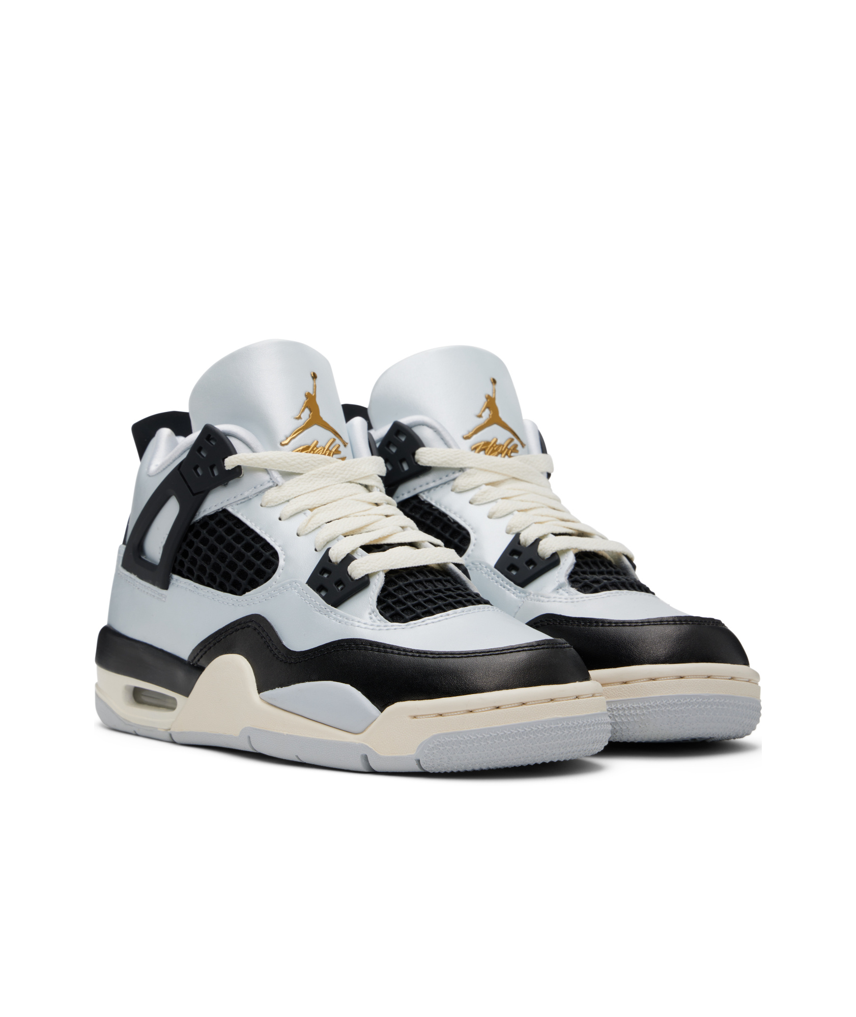 Nike Big Kids Silver & Black Air Jordan 4 Sneakers In Silver Black