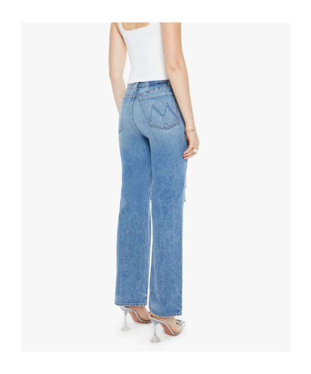 Mother The Rambler Sneak High-waisted Pants In Blue In Medium Blue Washed