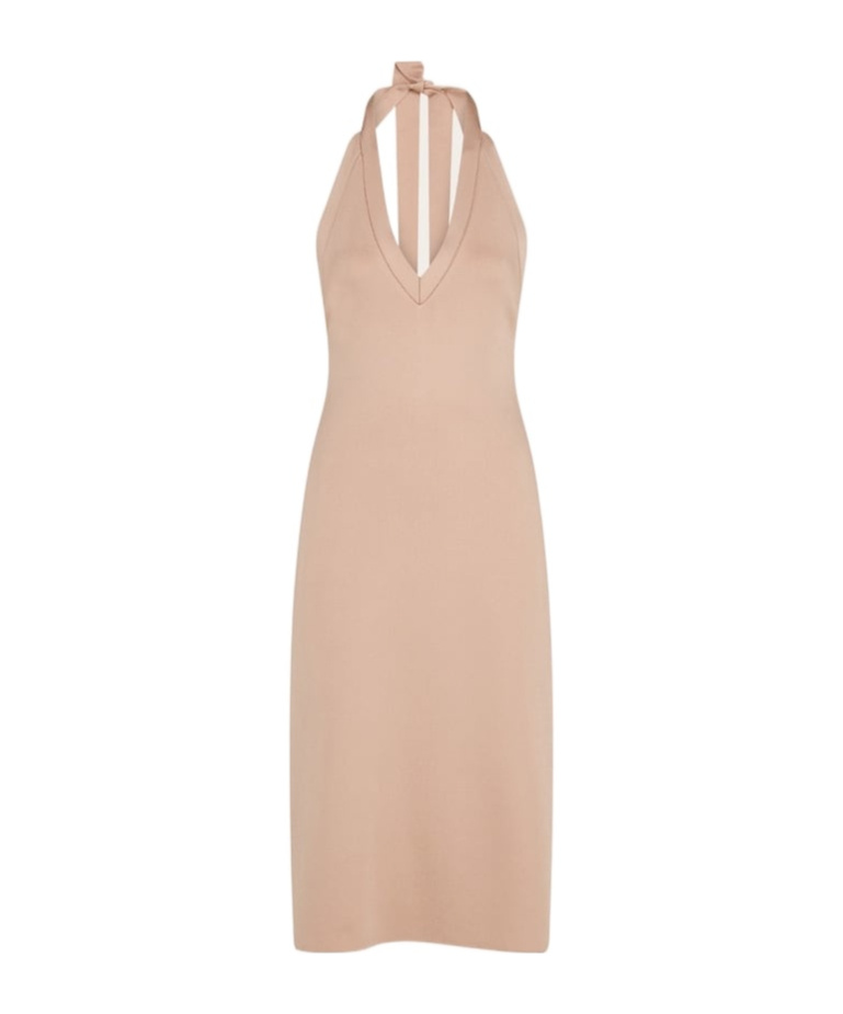 Ferragamo Knitted Halter Neck Dress In Ballet Pink