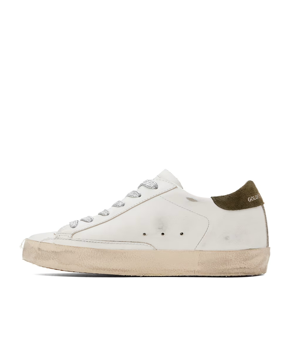 Golden Goose Ssense Exclusive White & Green Super-star Sneakers In White