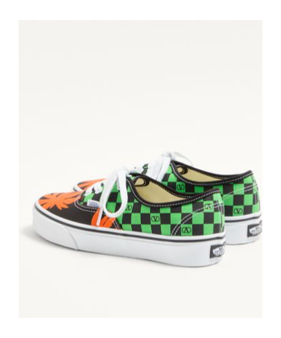 Valentino Garavani And Vans Low-top Fabric Trainer With Vlogo Checkerboard Print And Tropical Leaves In Black
