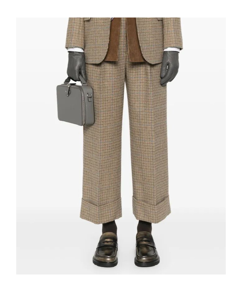 Thom Browne Ginclub Check Cheviot Tweed Trousers In Brown