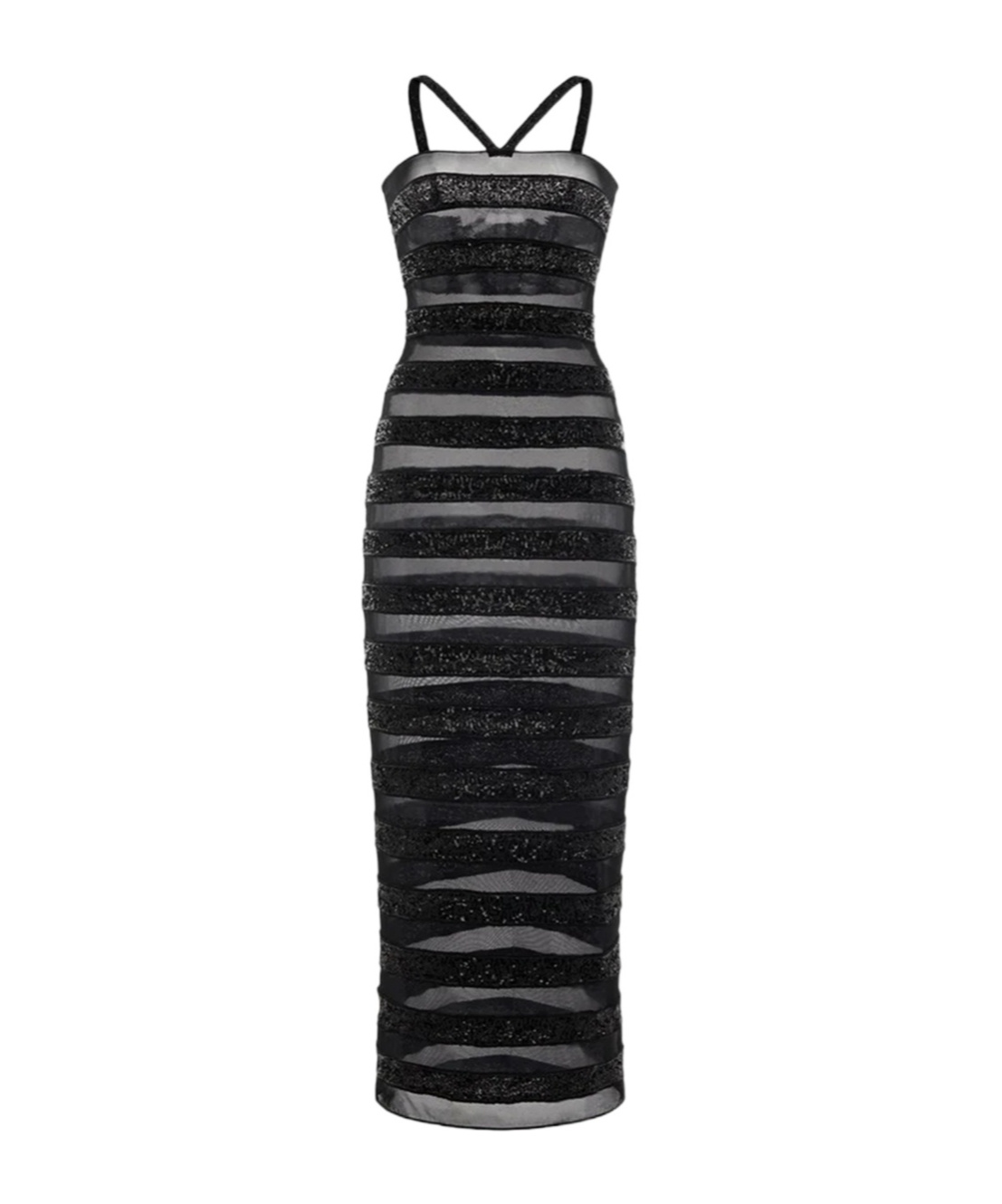 OSEREE SEQUIN-EMBELLISHED STRIPED MAXI DRESS