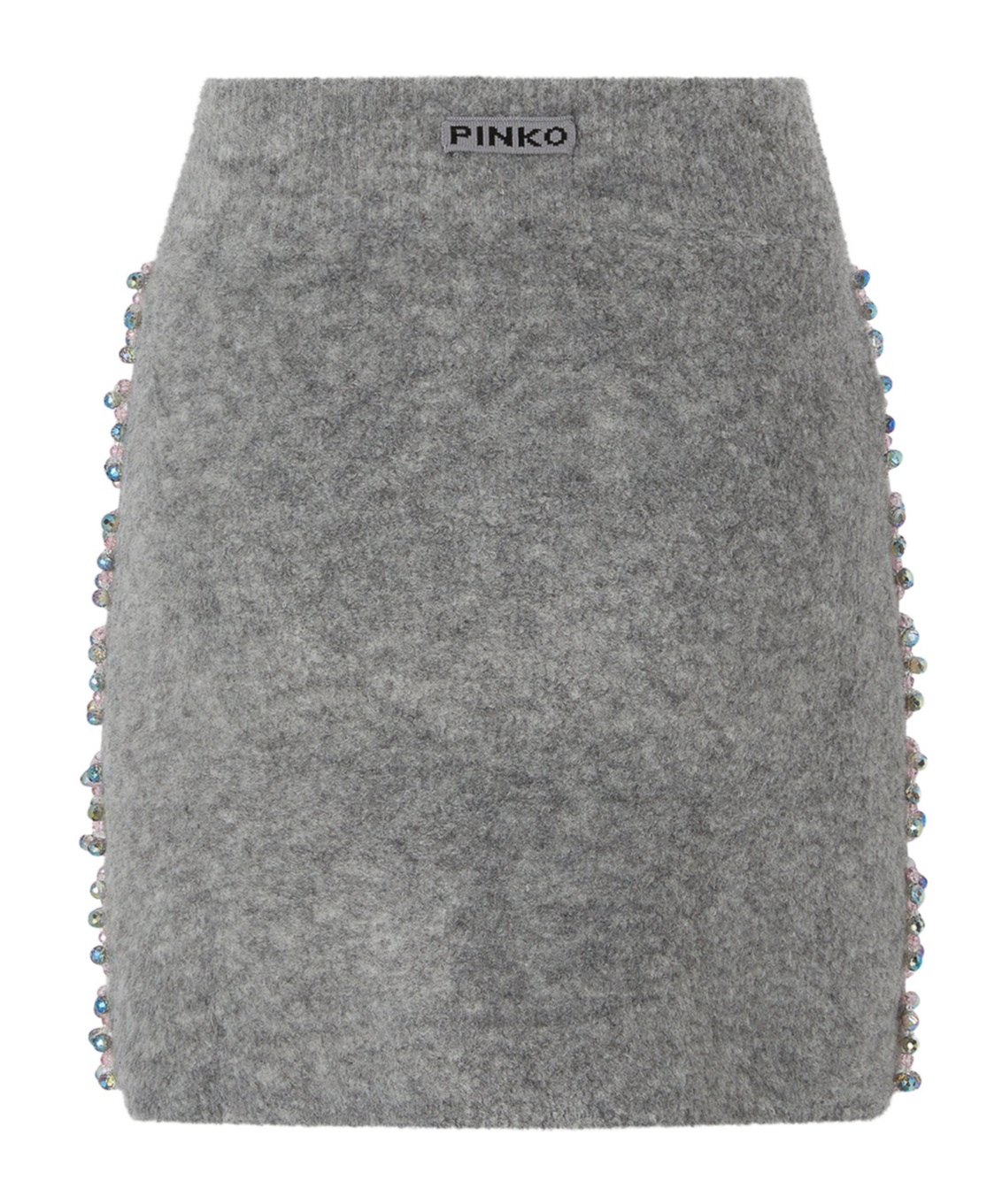Pinko Crystal Embroidery Miniskirt In Gray