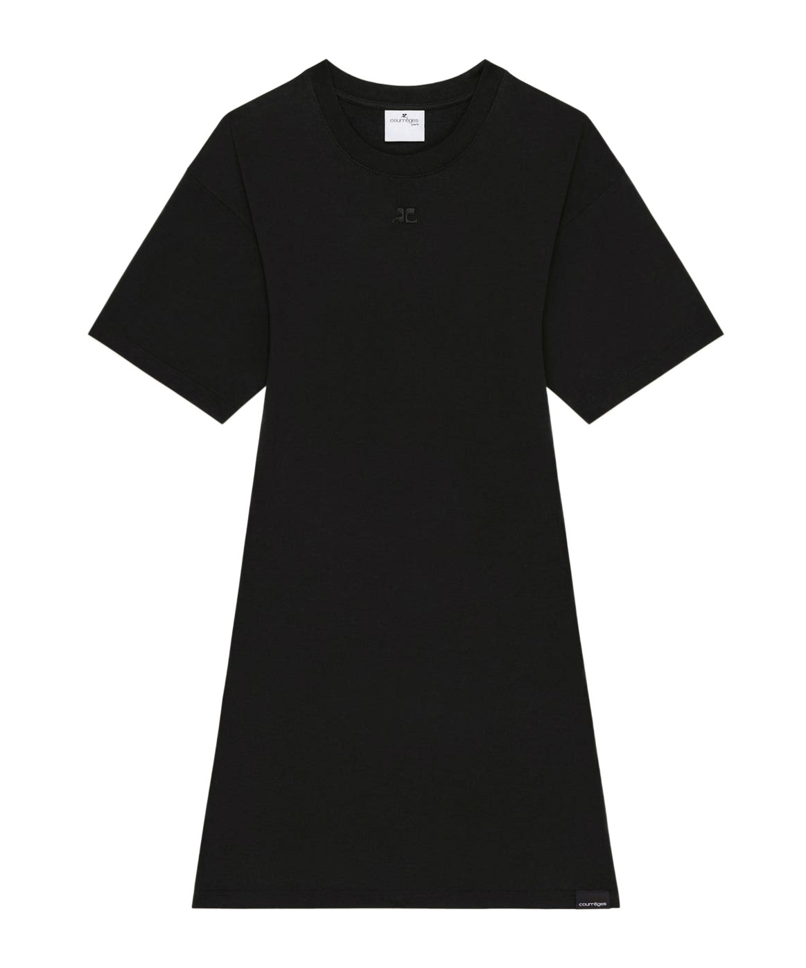Courrèges Embroidered Logo Mini T-shirt Dress In Black