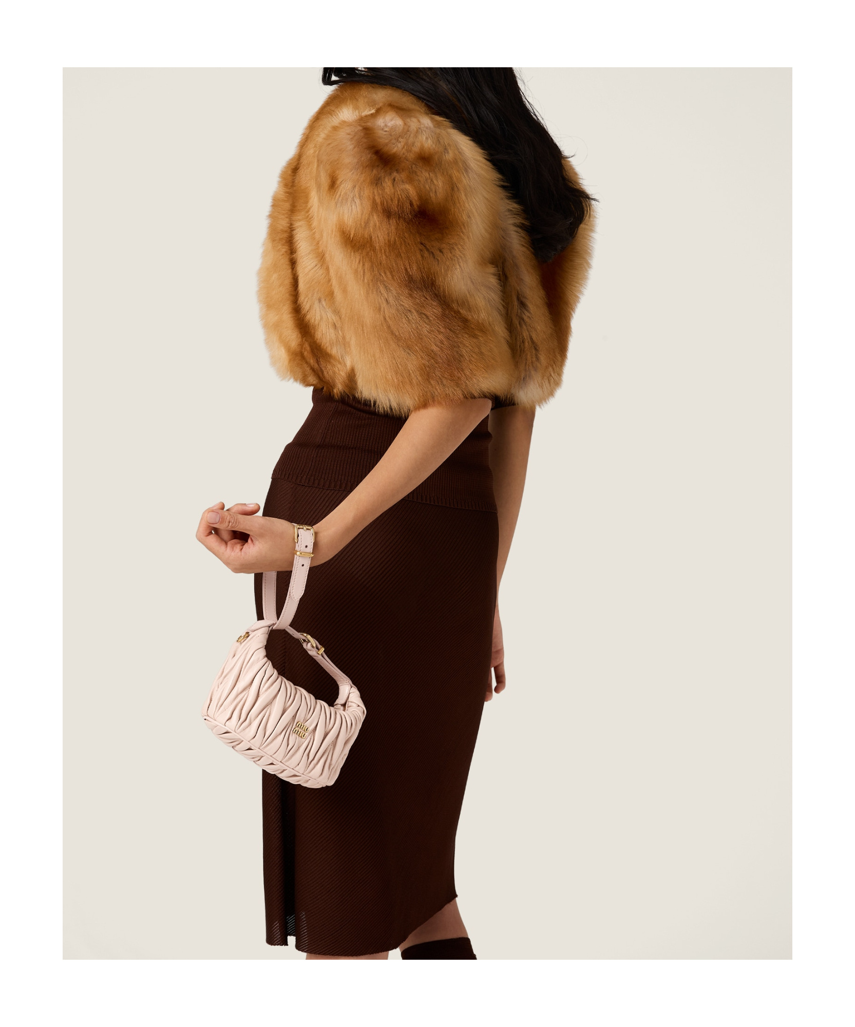 Miu Miu Quilted Nappa Leather Tote Bag In Nude