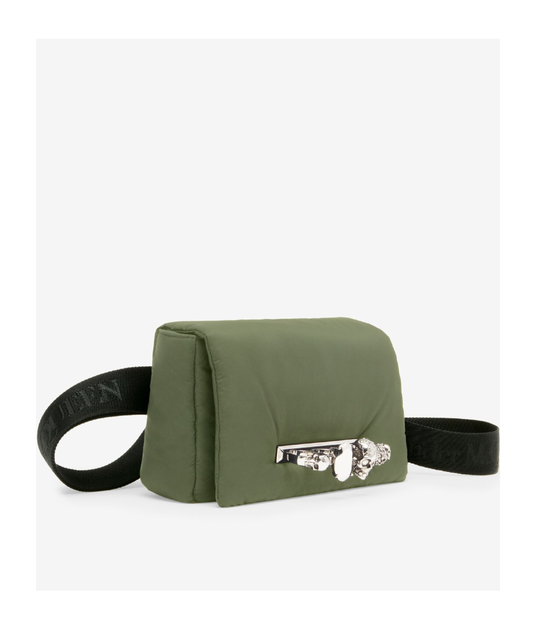 Alexander Mcqueen The Puffy Embellished Padded Belt Bag In Green