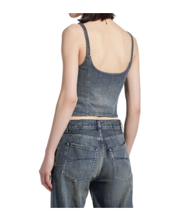 Balenciaga Cropped Sleeveless Top Scoop Neck In Blue