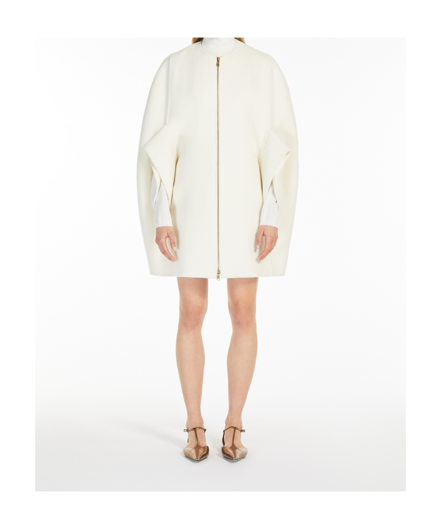 Max Mara Cashmere Coat With Long Sleeves And Structured Silhouette In White
