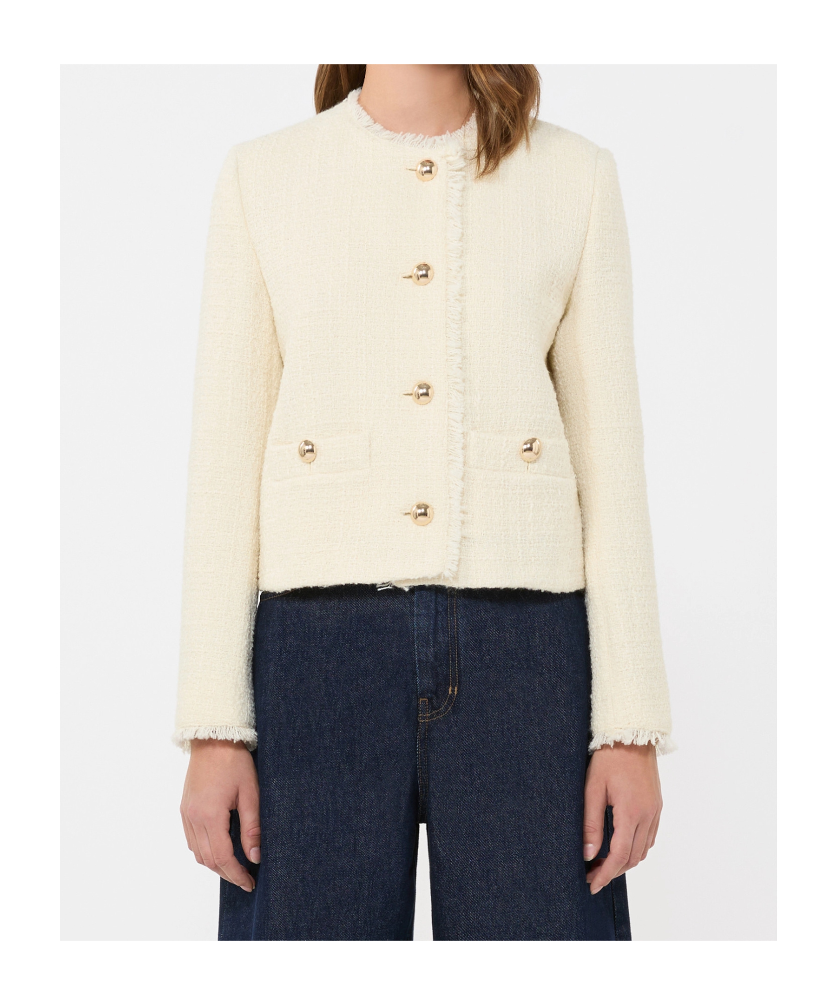 Weekend Max Mara Front-pocket Buttoned Cardigan In White