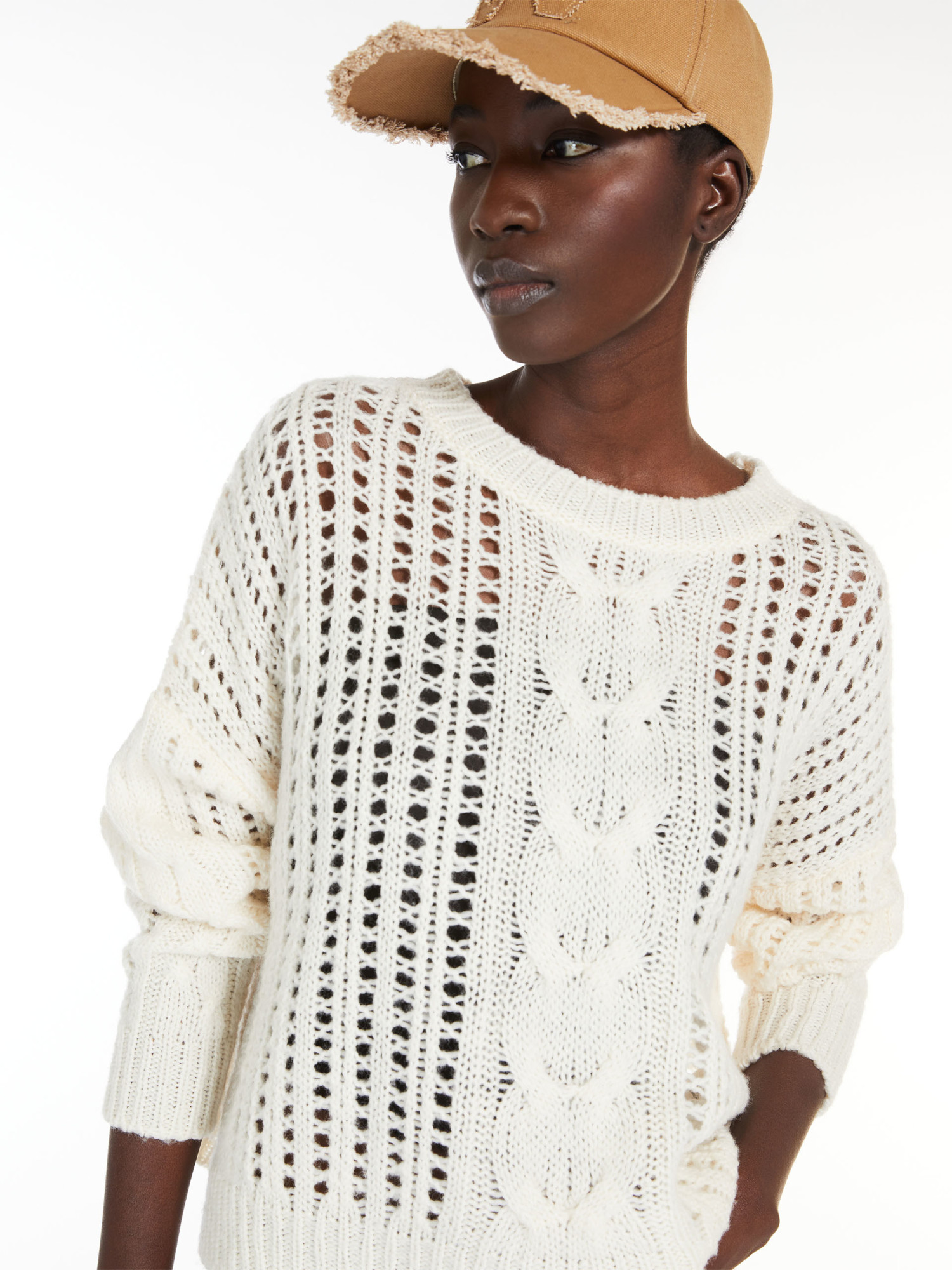 Weekend Max Mara Large Silhouette Wool Sweater In White