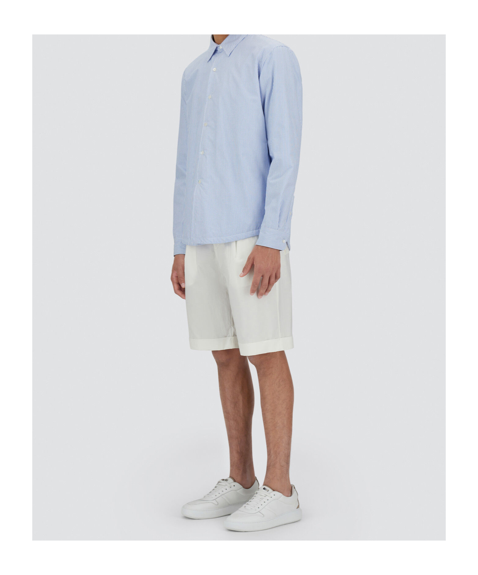 Herno Cotton Stripe Shacket In White