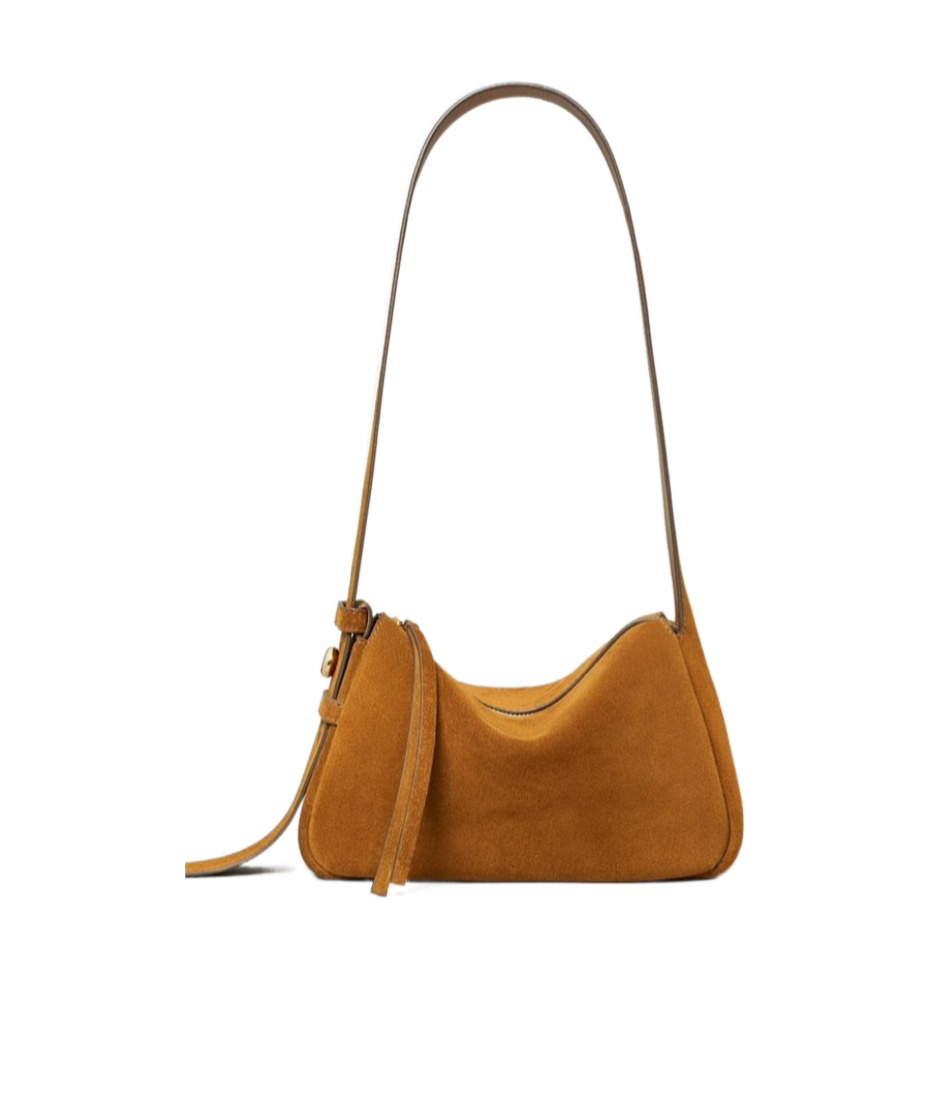 Tory Burch Romy Suede Leather Shoulder Bag In Brown