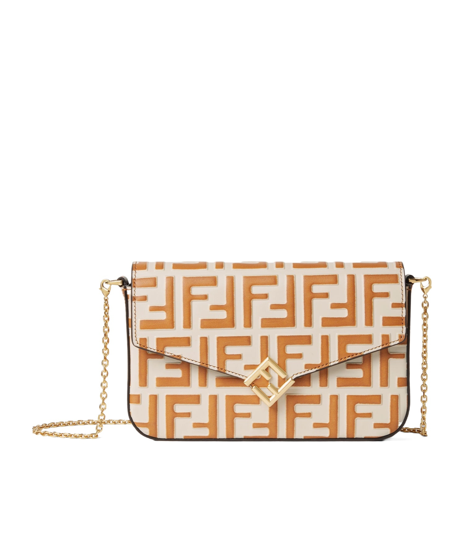 Fendi Camelia And Light Brown Leather Wallet