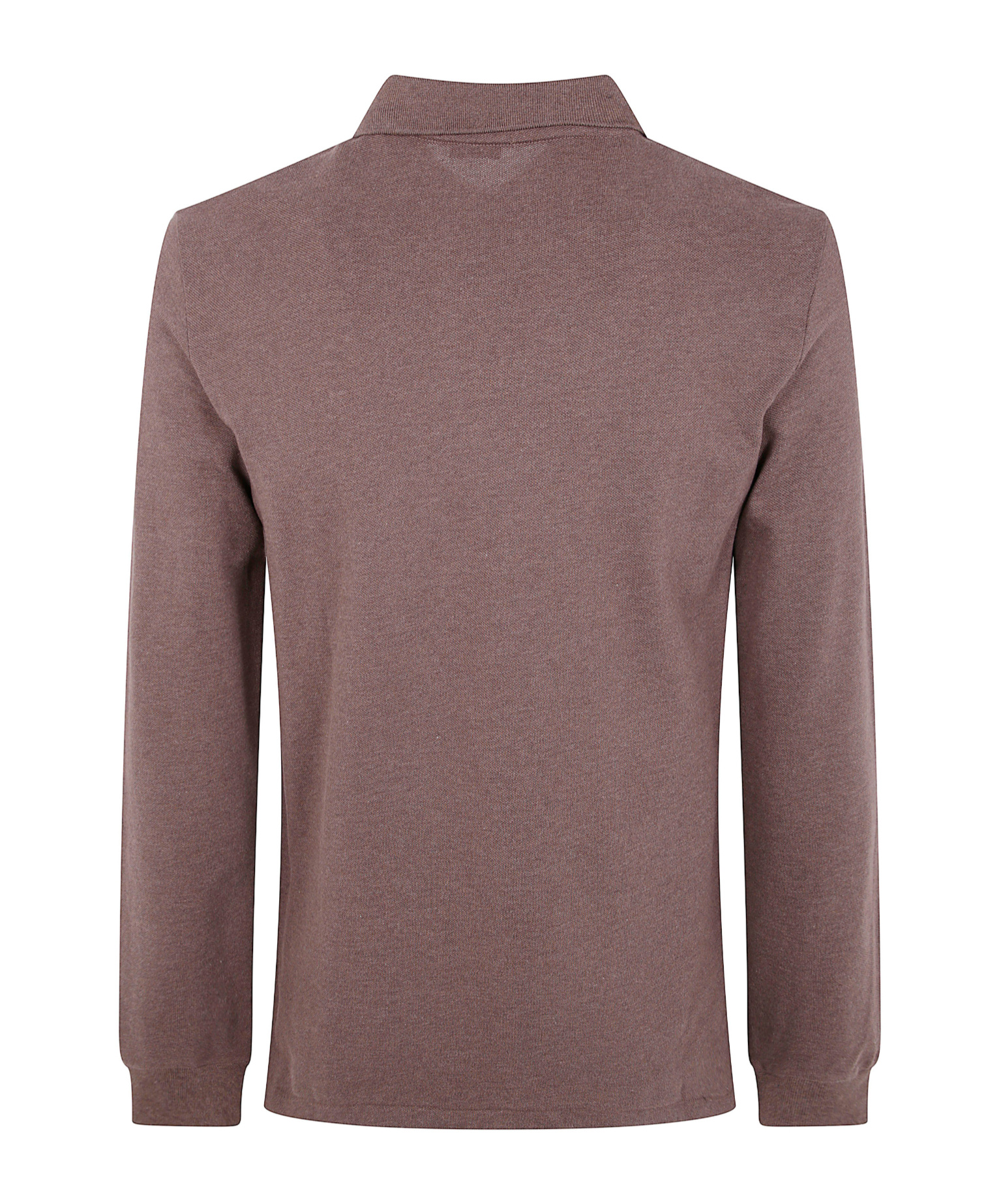 Polo Ralph Lauren Textured Knit Long-sleeve Polo With Classic Collar In Brown