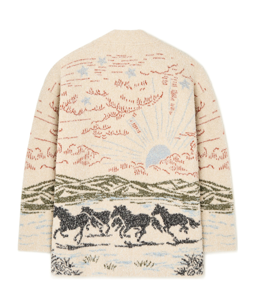 Alanui Graphic Pattern Long Sleeve Wool Cardigan In Multi