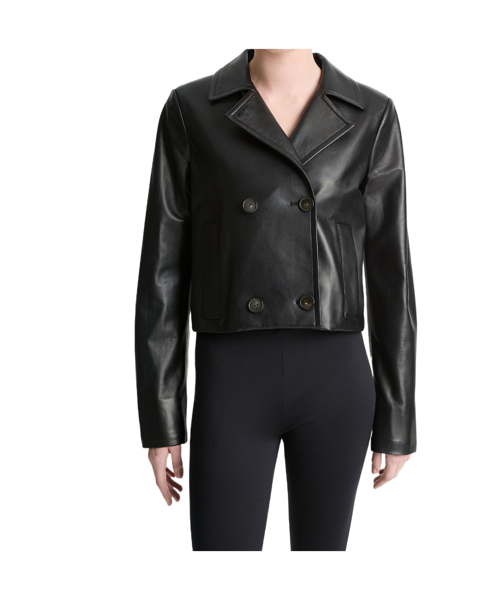 Vince Shrunken Leather Peacoat