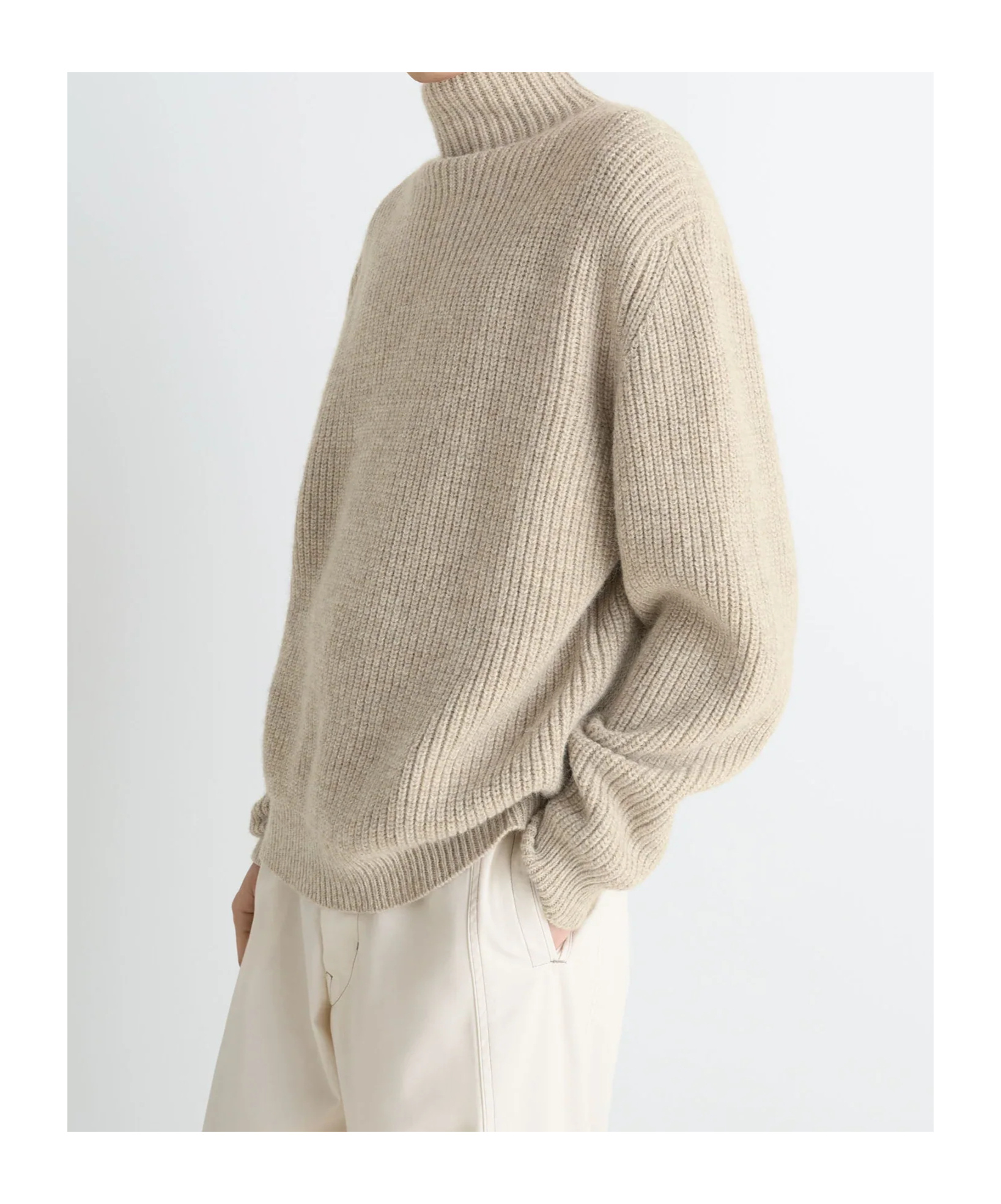 Lemaire Ribbed Highneck Sweater Long Sleeves In Brown