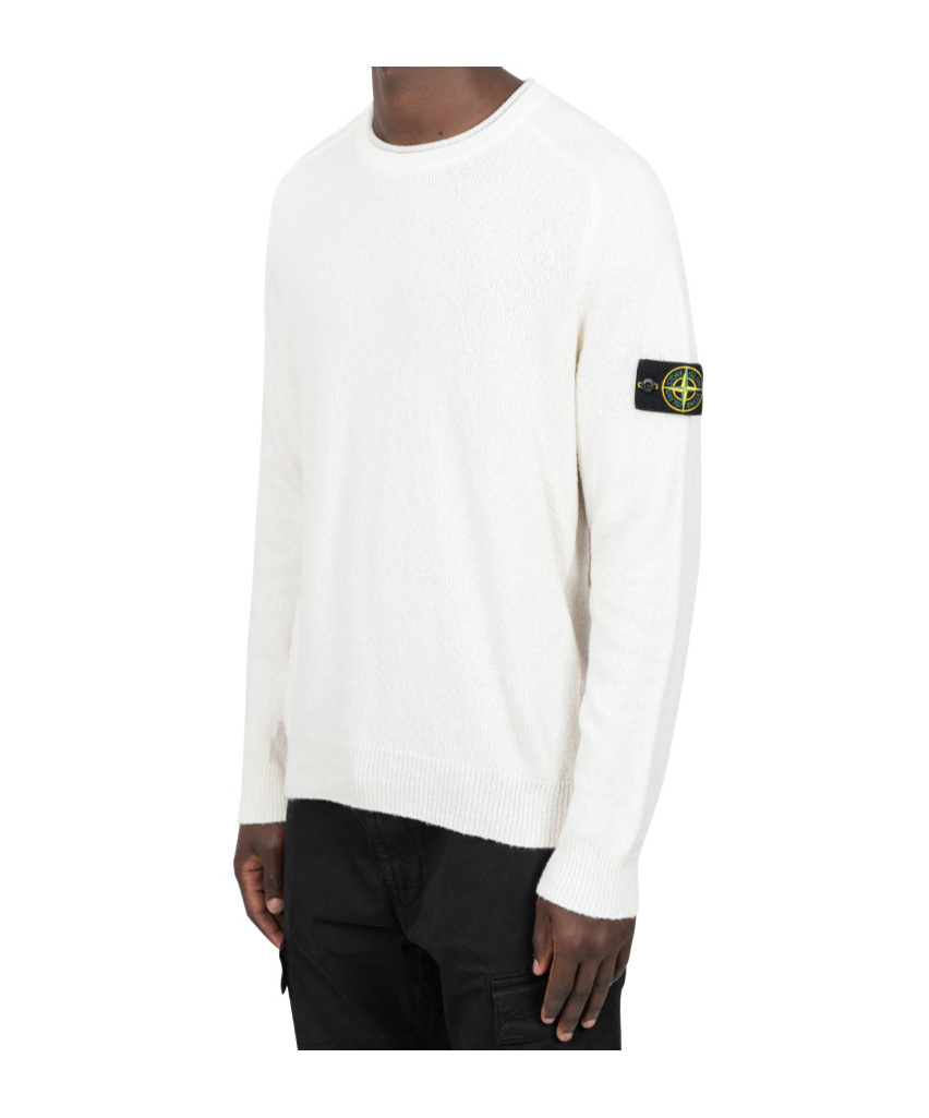 Stone Island Compass-badge Jersey-knit Jumper In White