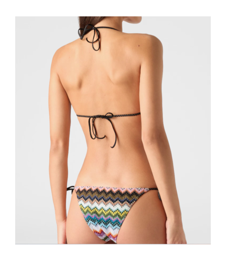Missoni Triangle Bikini In Lame Viscose With Pixel-effect Zigzag Pattern In Multi