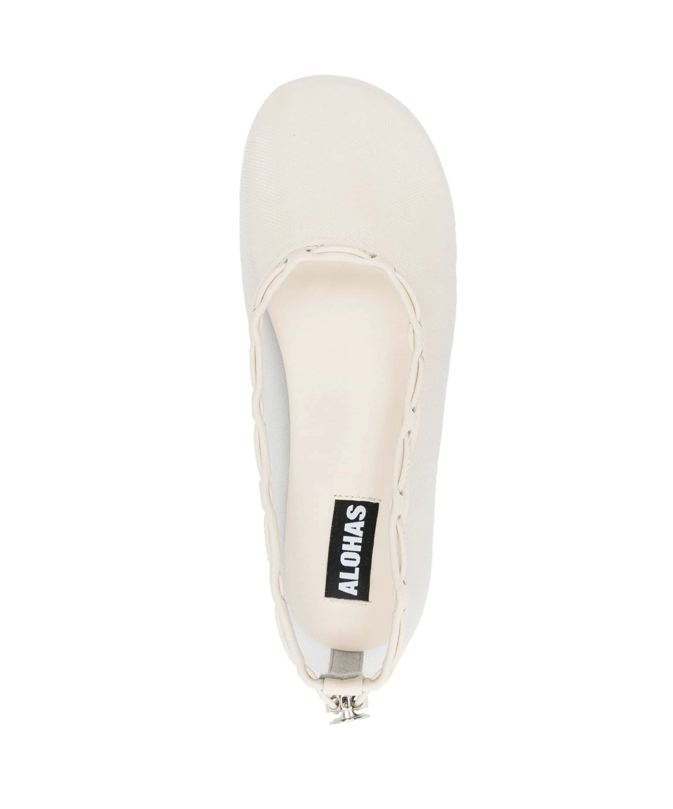 Alohas Gill Mesh Leather Ballet Flats In White