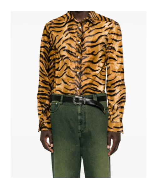 Martine Rose Tiger-print Felt Shirt In Brown