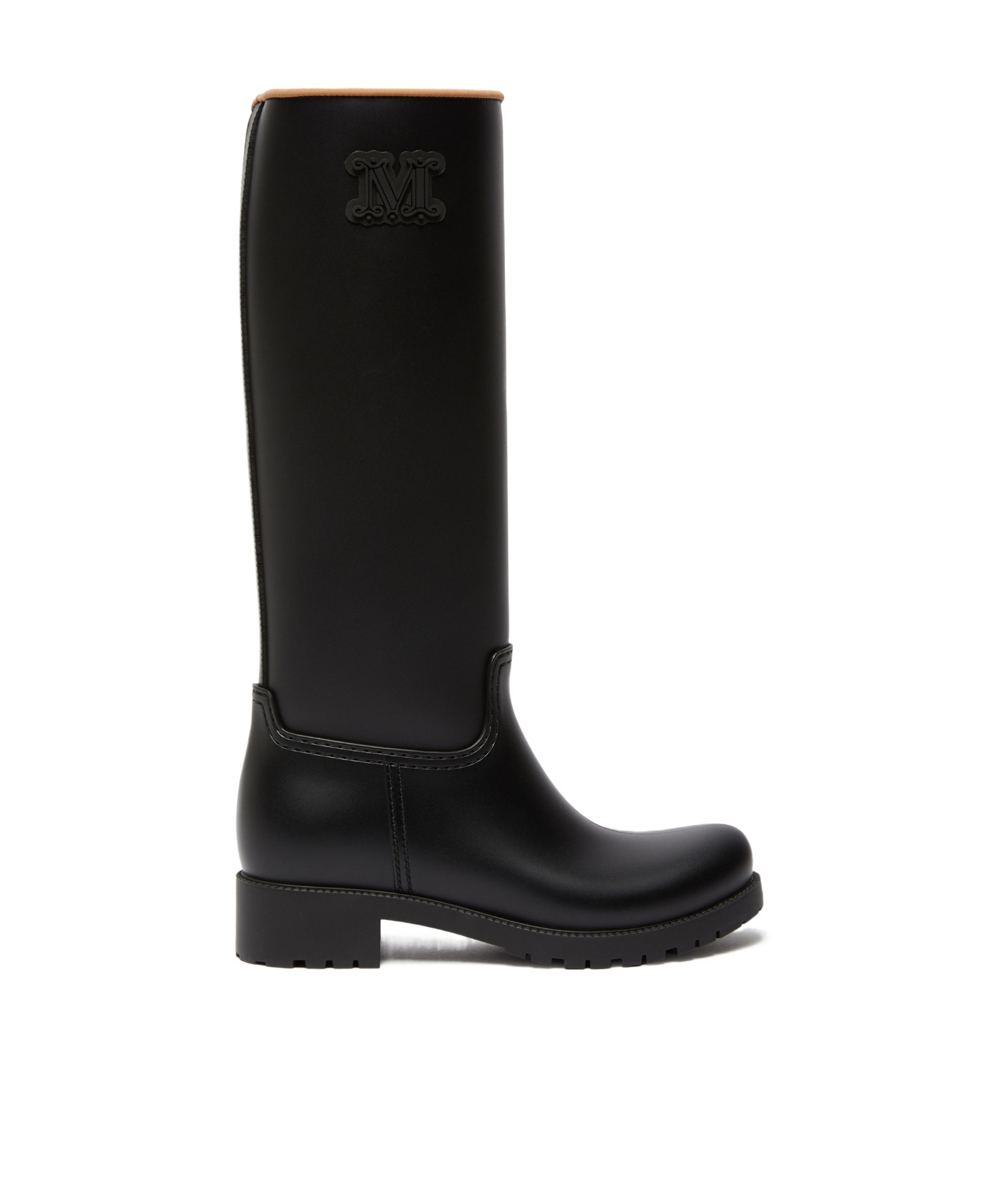 Max Mara Monogram Rain Boots In Black