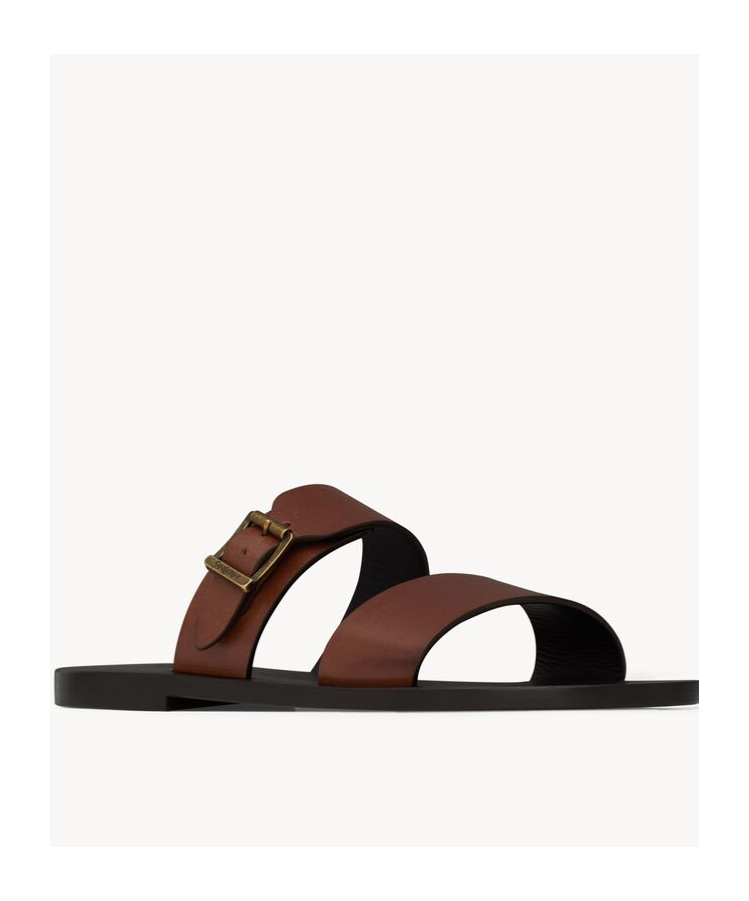 SAINT LAURENT IOS SLIDES IN SMOOTH LEATHER