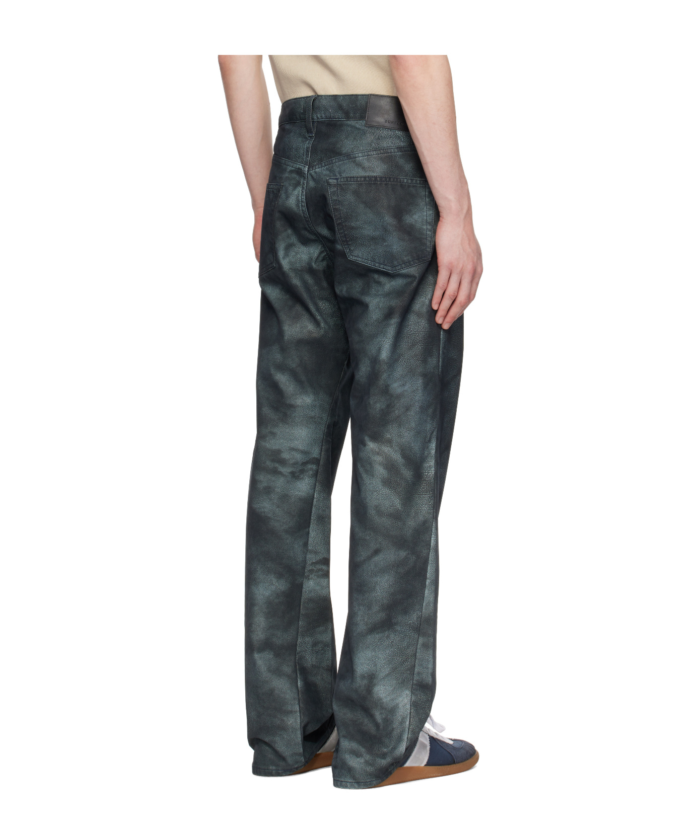 Sunflower Navy Straight Twist Faux-nubuck Trousers