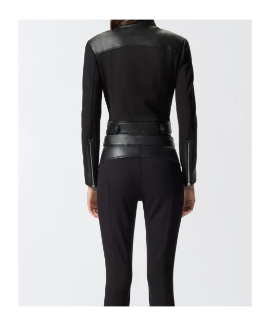 Pinko Long-sleeved Motorcycle Jacket In Black