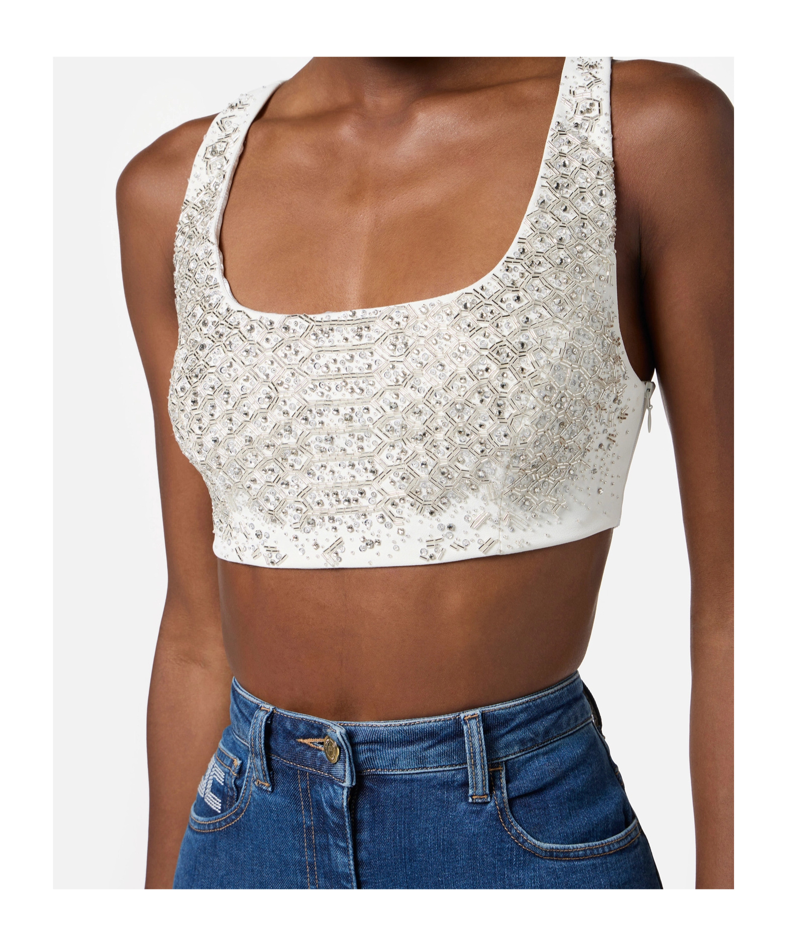 Elisabetta Franchi Square Neck Vest In White