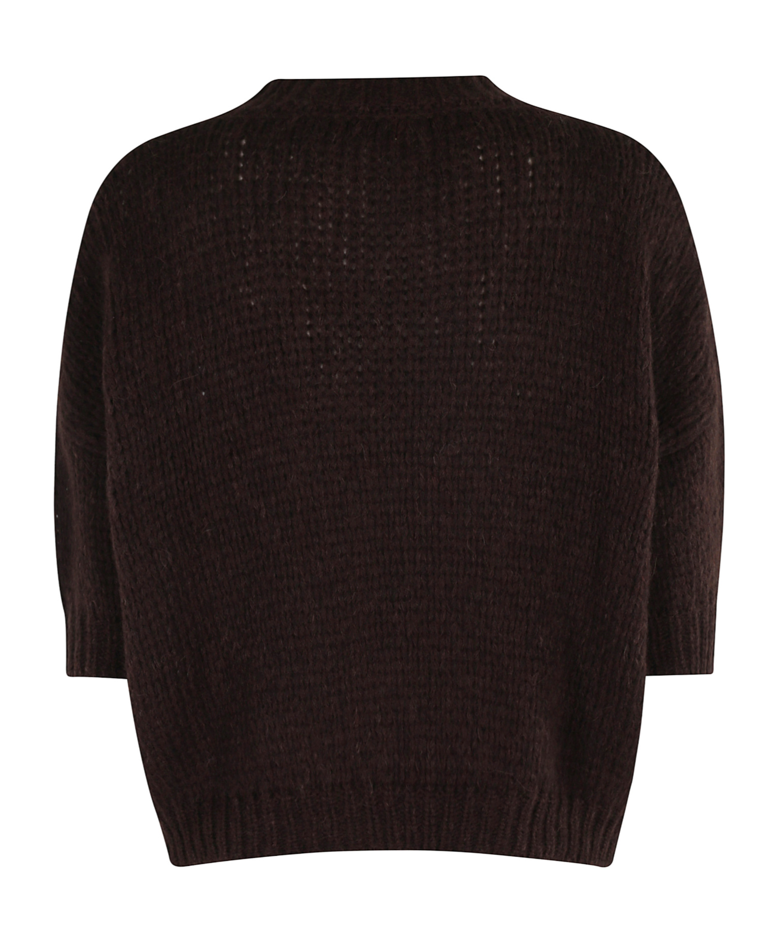 Roberto Collina Textured Knit Sweater With Three-quarter Sleeves In Brown