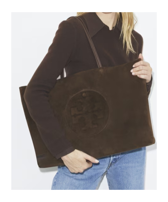 Tory Burch Ella Suede Tote In Brown