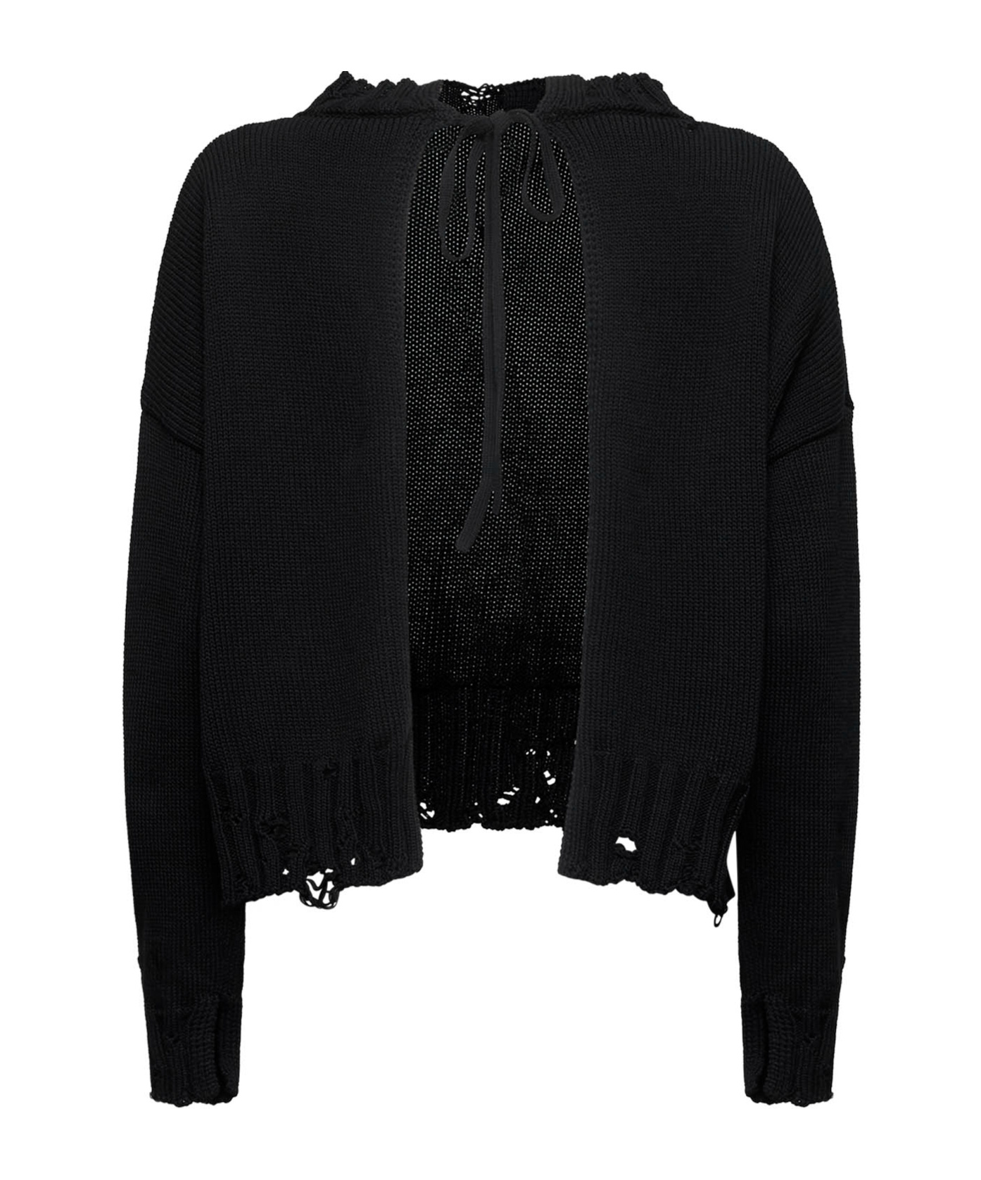 Marni Black Cotton Crop Sweater In Black