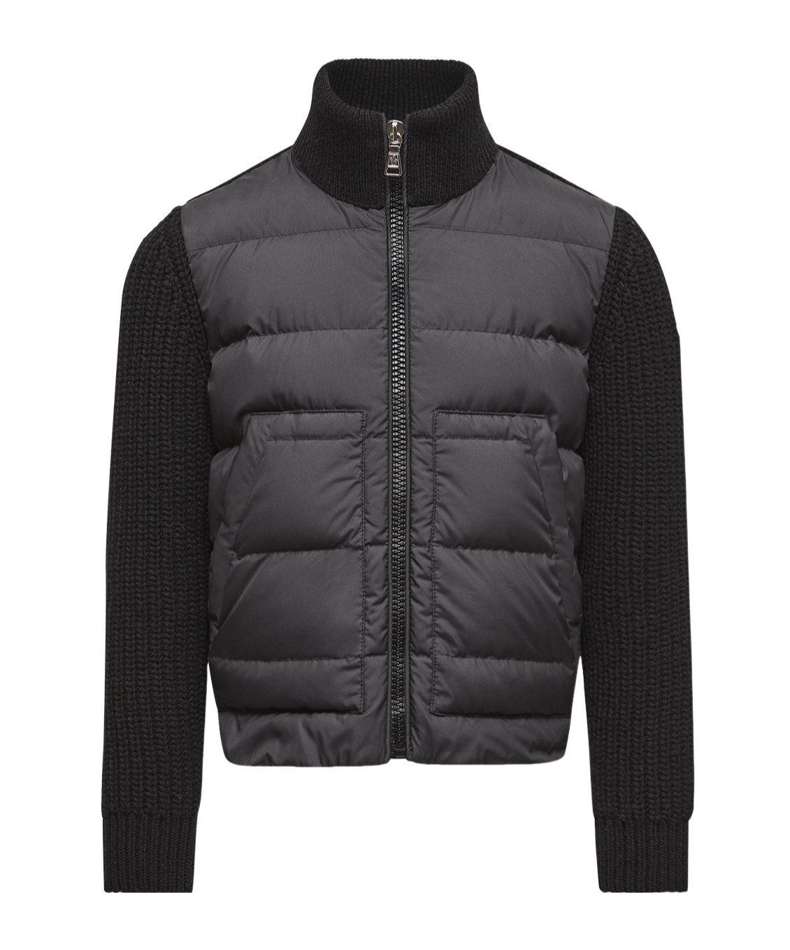 Moncler Padded Wool Zip-up Cardigan In Black