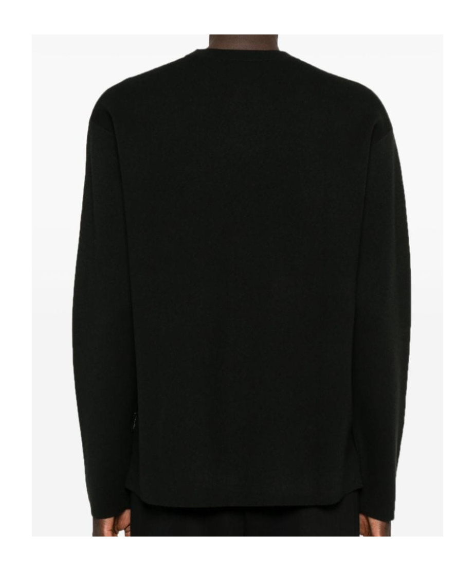 Calvin Klein Tonal Logo Smooth Cotton Crewneck Sweater In Black
