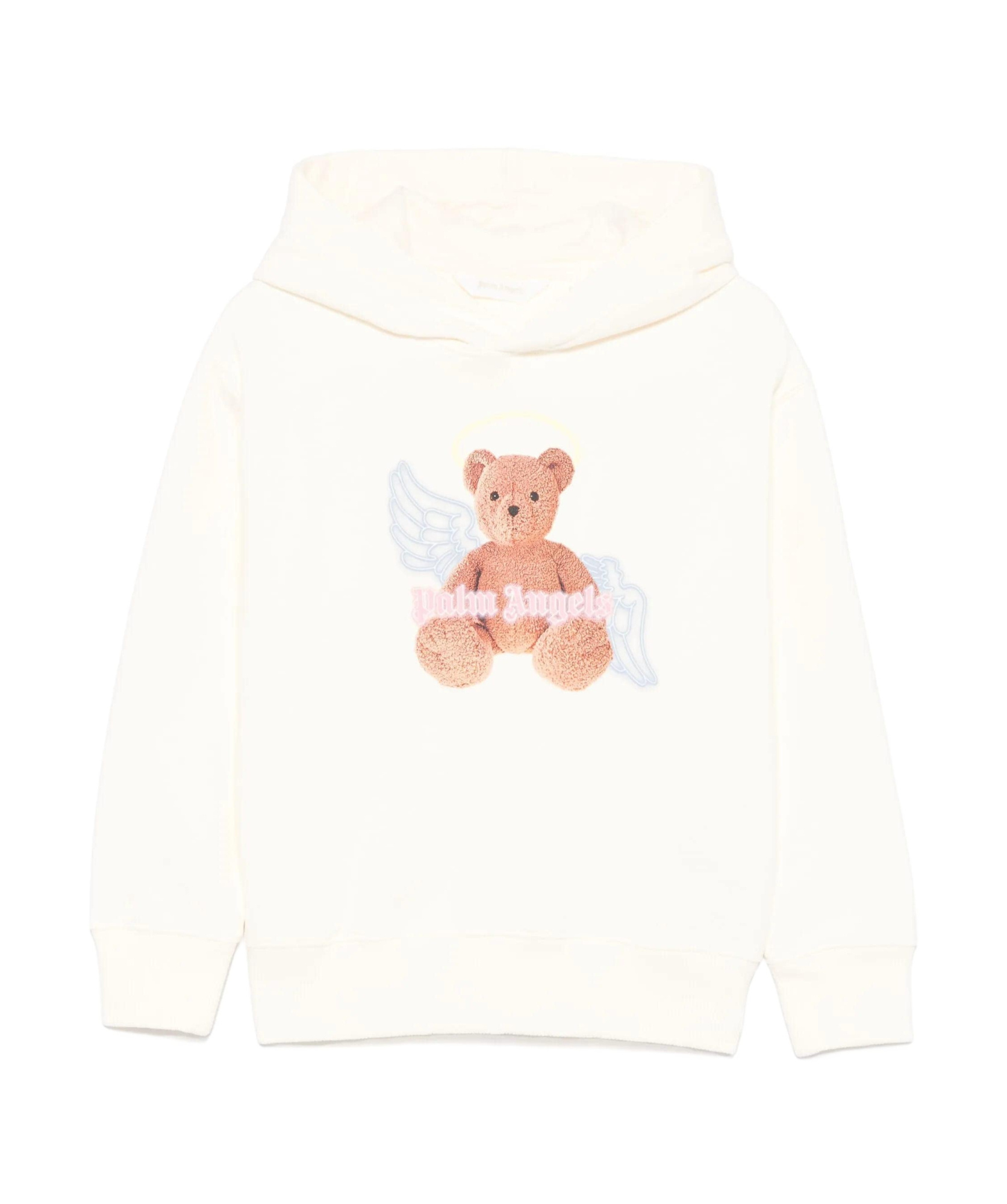 Palm Angels Long Sleeve Hooded Sweatshirt In White