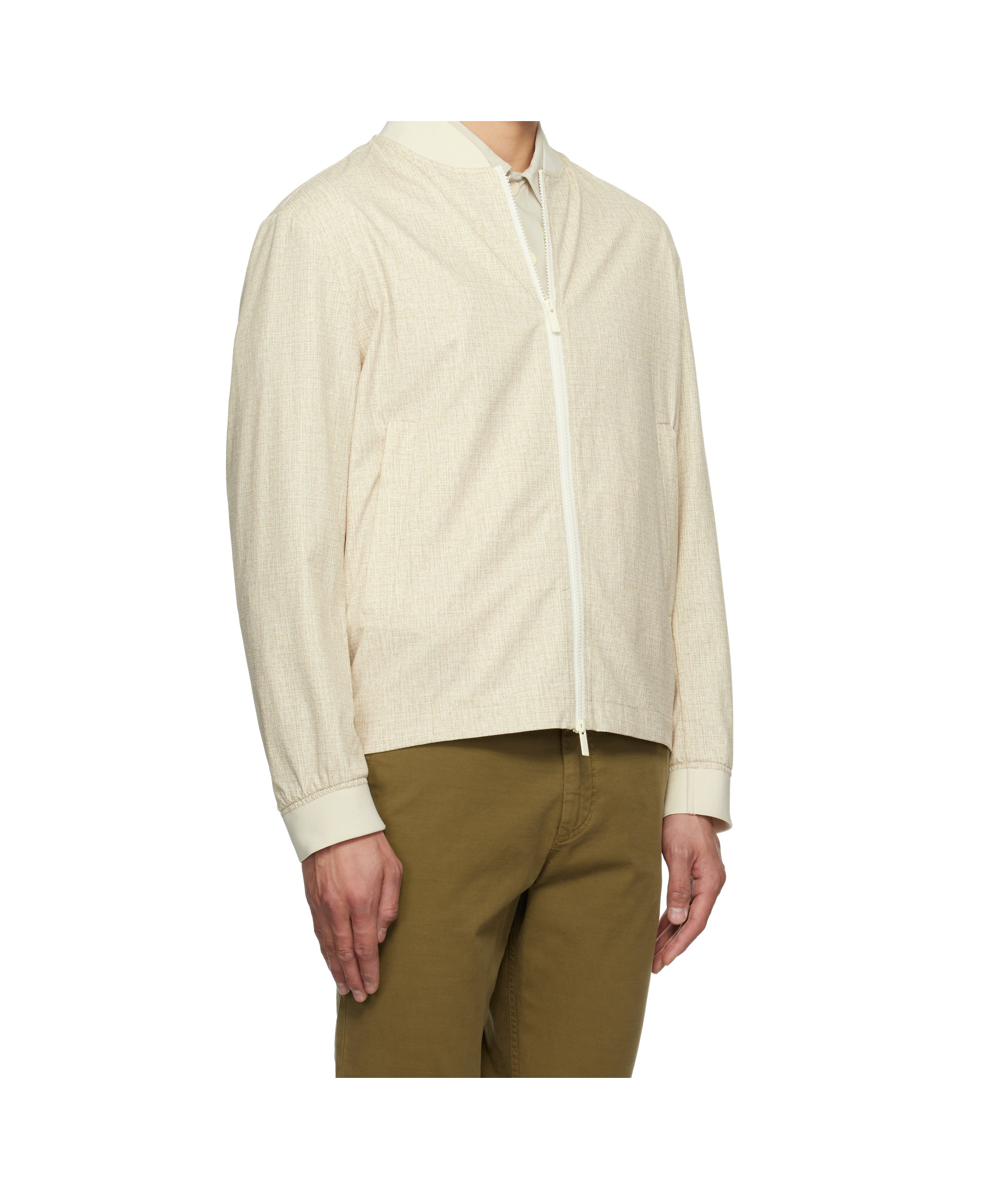 Shop Hugo Boss Beige Slim-fit Bomber Jacket In Nude
