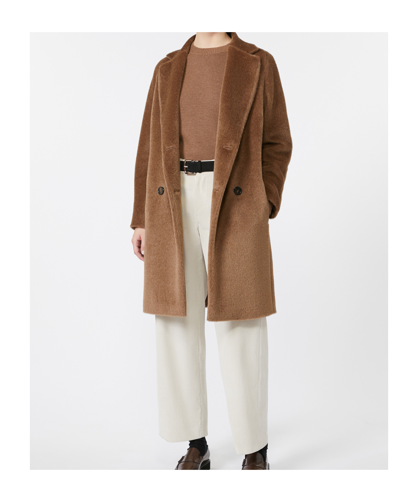 Max Mara Wool And Alpaca Midi Coat In Brown