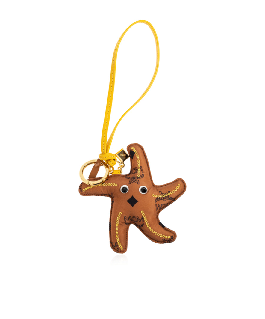 Mcm Keychain (with Ornaments) In Brown