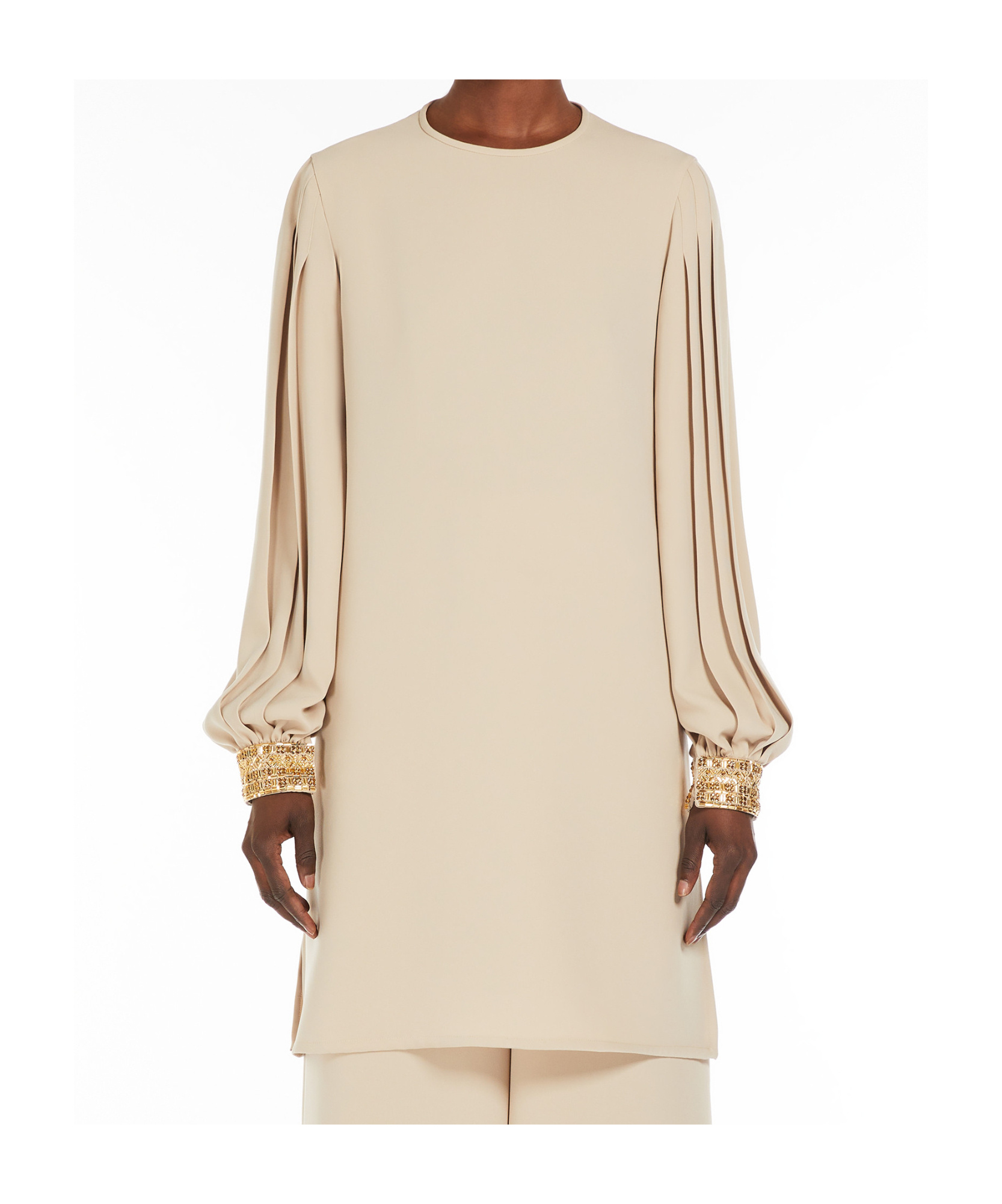 Max Mara Cady Embellished Blouse In Nude
