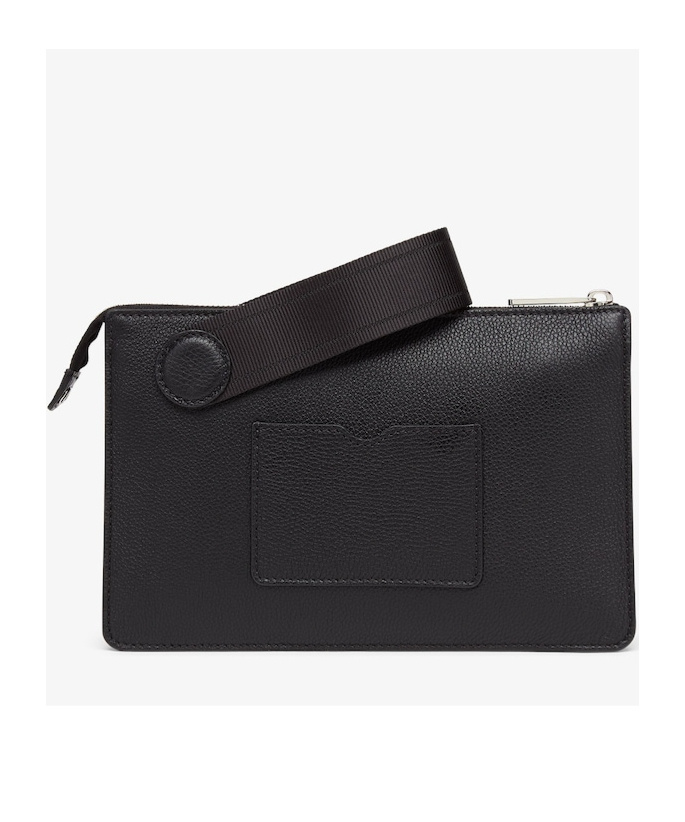 Fendi Roma Leather Clutch Bag In Black