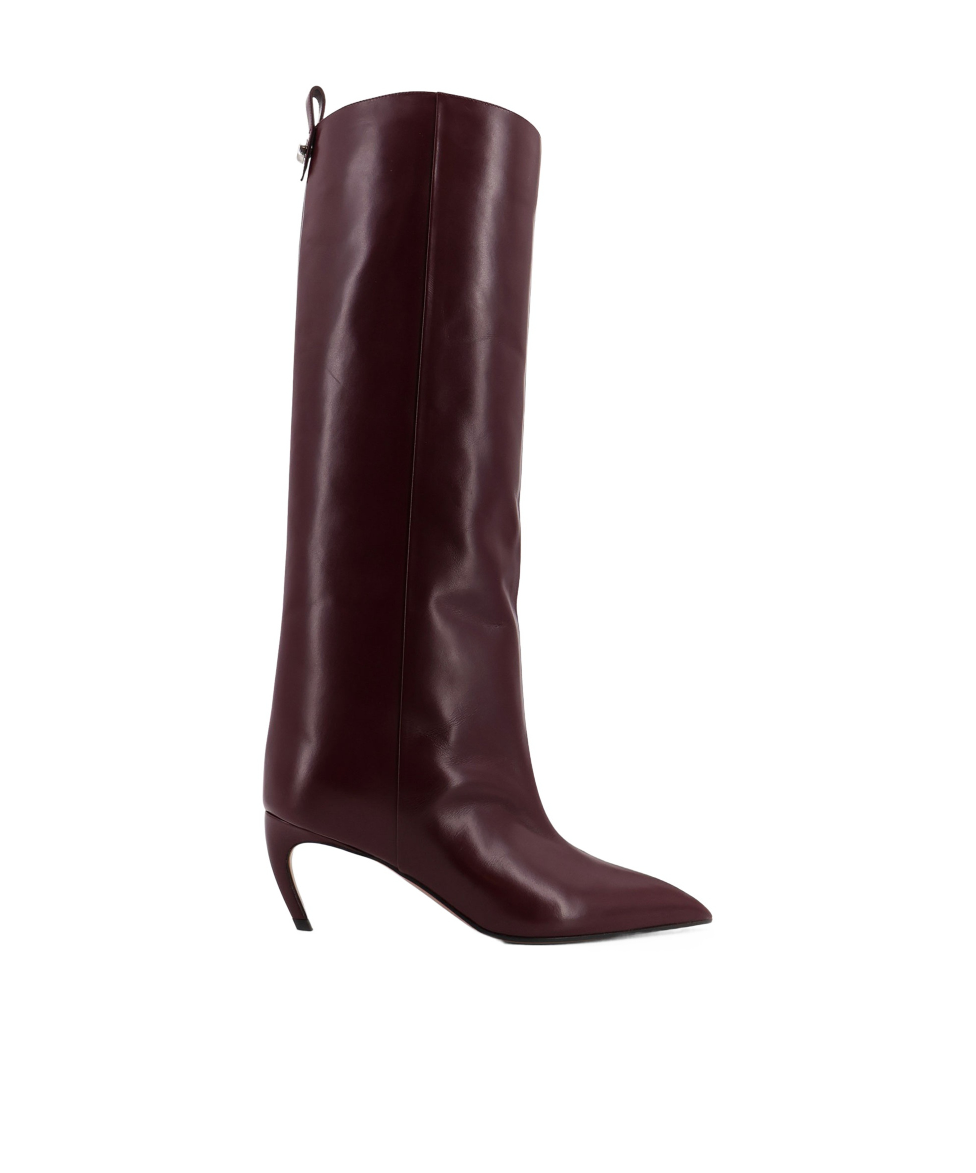 Attico 65mm Lea Pointed-toe Leather Boots In Burgundy