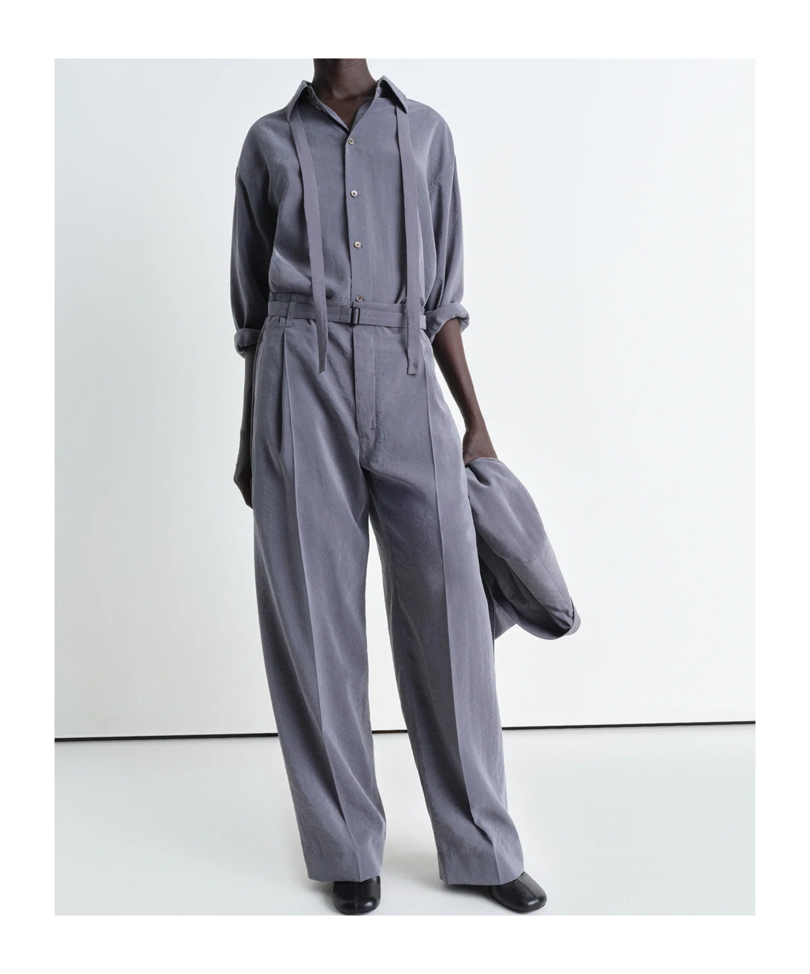 Lemaire High-waisted Trousers In Gray