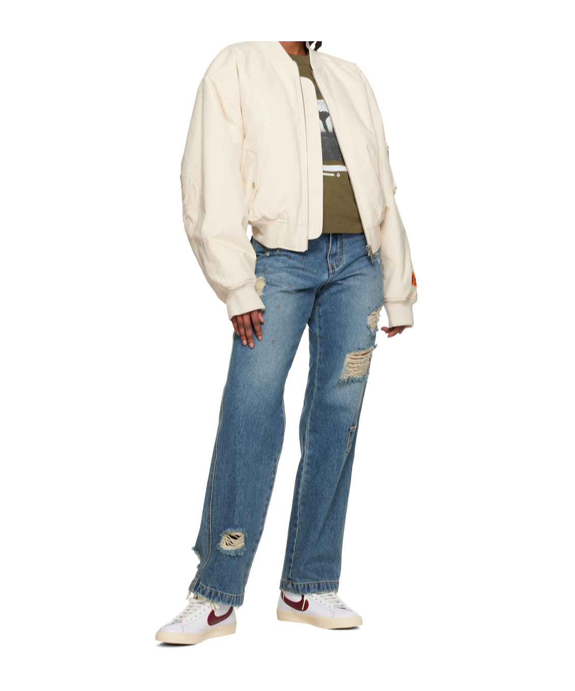 Heron Preston White Ex-ray 8 Ball Bomber Jacket In Neutral