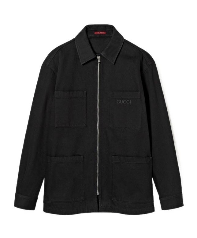 Gucci Zip-front Patch-pocket Jacket In Black